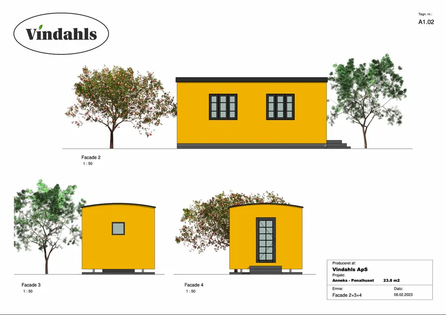 Facadetegning af Penalhuset på 23,8 m²